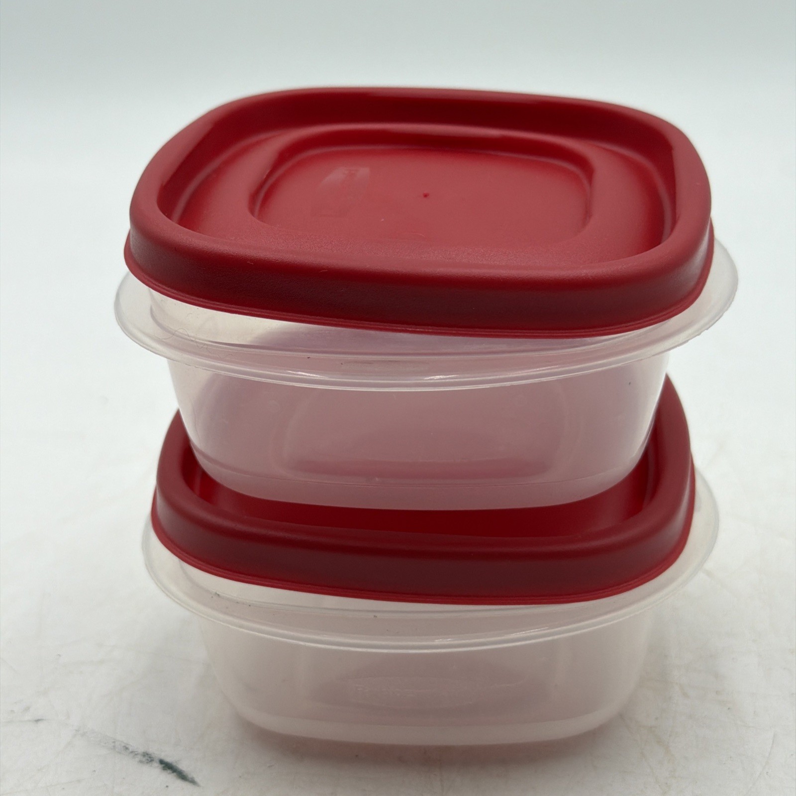 Rubbermaid #7J56 Food Storage Containers 1.25 Cup W/Red Lid Set of 2 Made USA Rubbermaid #7J56 Food Storage Containers 1.25 Cup W/Red Lid Set of 2 Made USA
