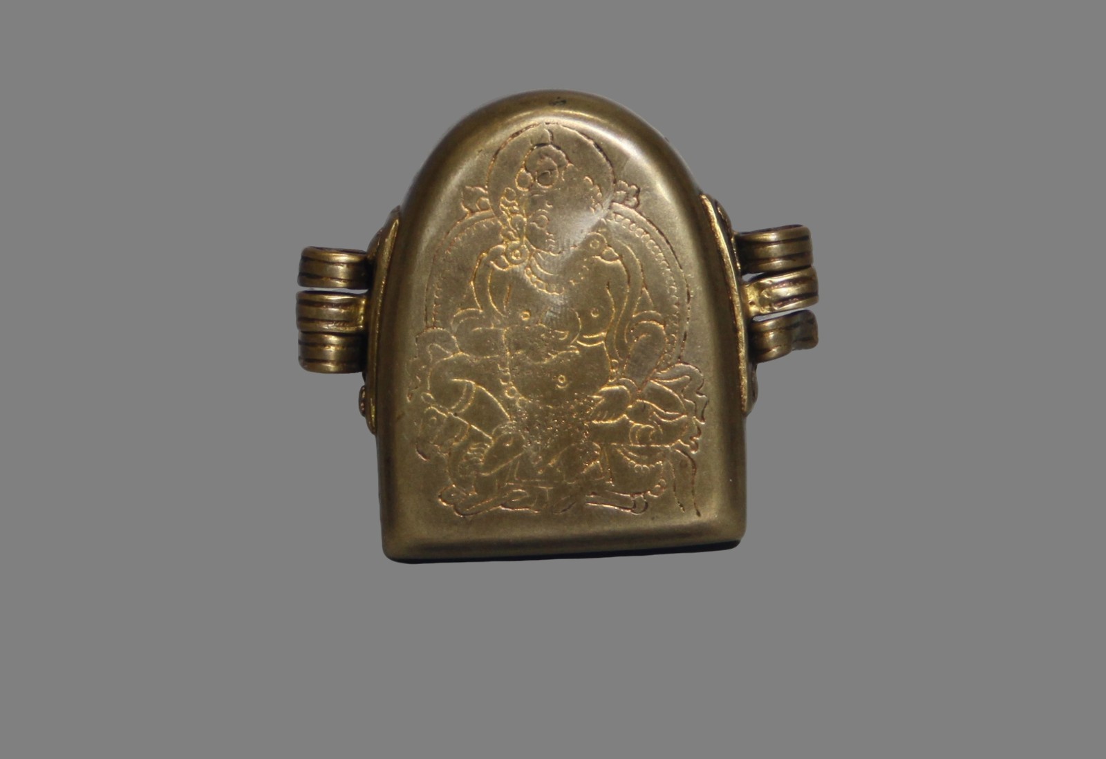 Tibet Vintage Old Buddhist Alloy Copper Yellow Jambhala Dzambhala Kubera Gau Box