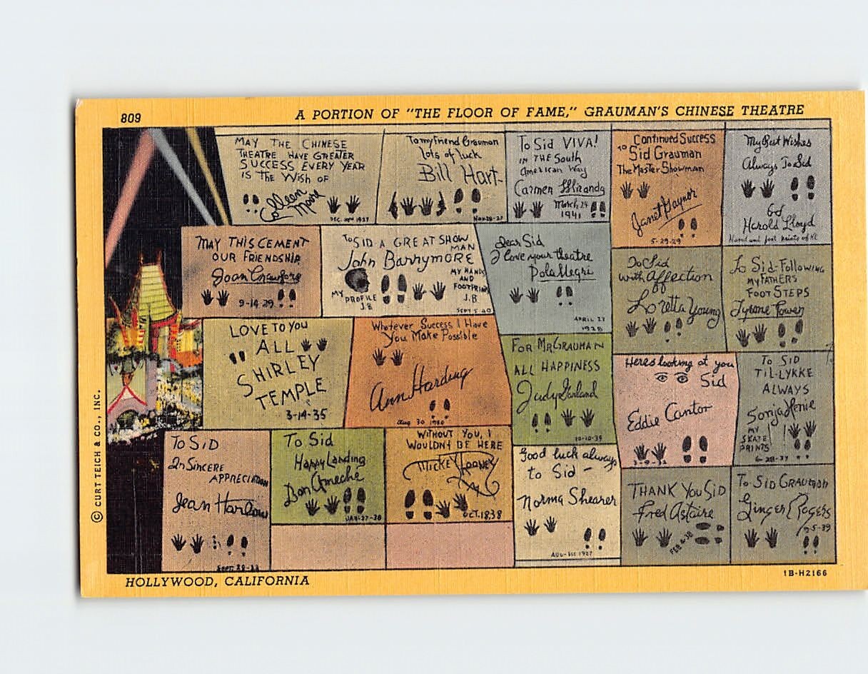 Postcard Portion of Floor of Fame Grauman\'s Chinese Theatre Hollywood California