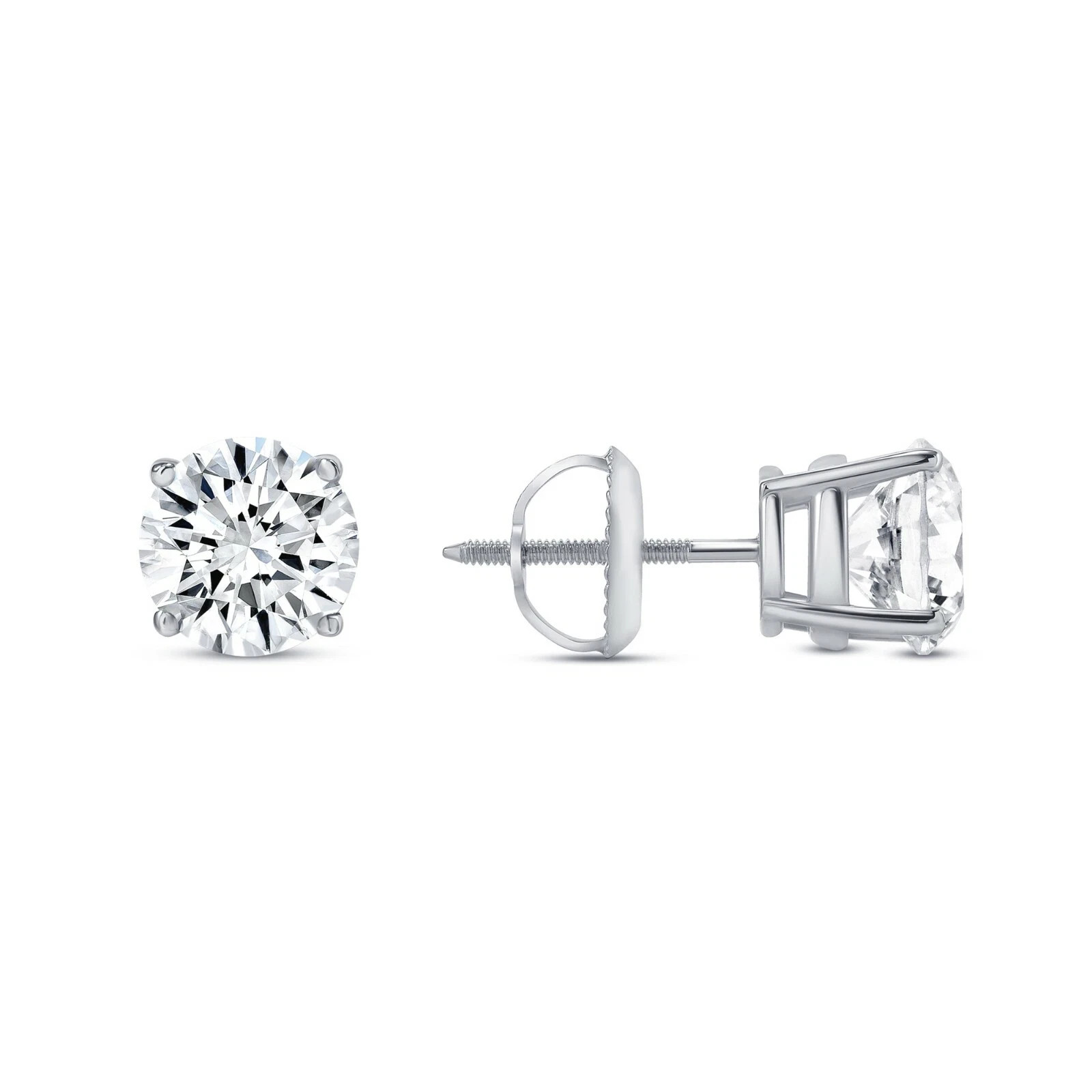 Certified  2 ct Round Cut Diamond Earring Solid 925 Sterling Silver