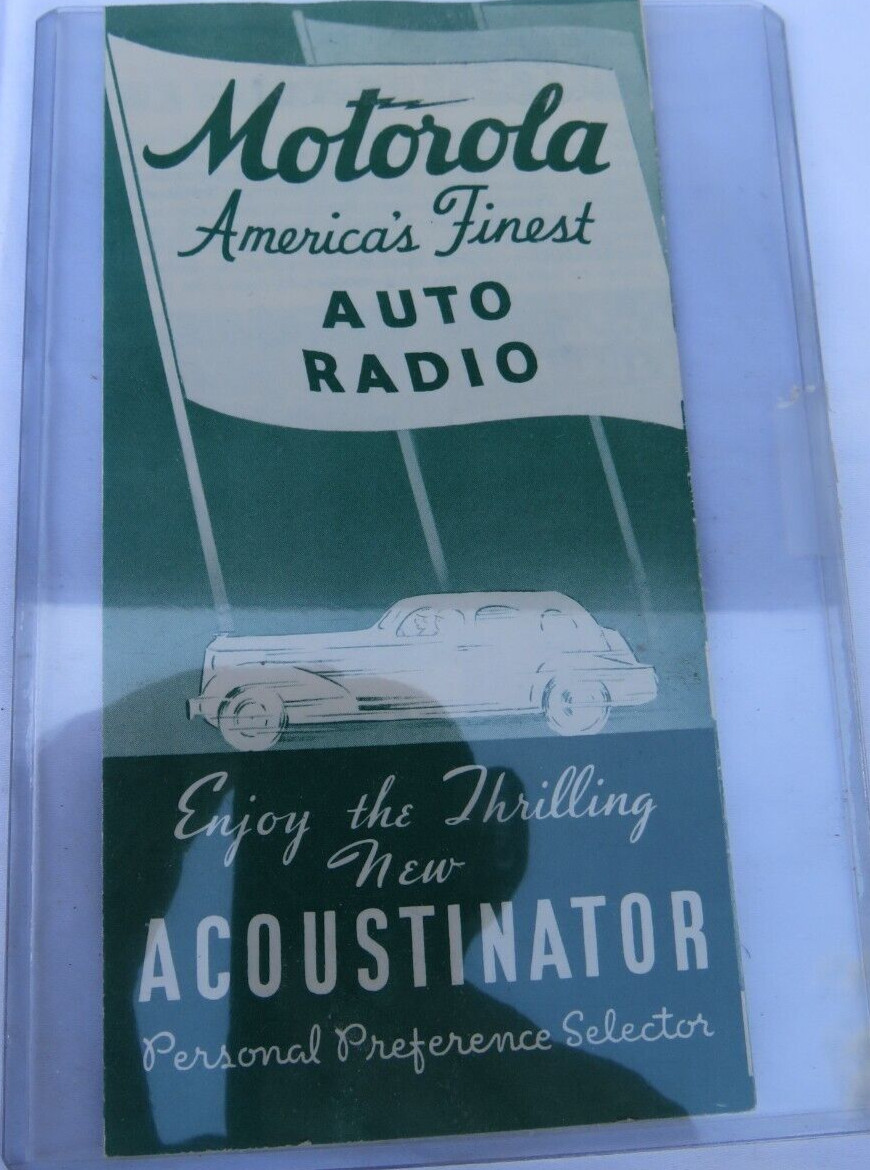 Vintage-Motorola Auto Radio - New Acoustinator -Fold Out Advertising Pamphlet- Vintage-Motorola Auto Radio - New Acoustinator -Fold Out Advertising Pamphlet-
