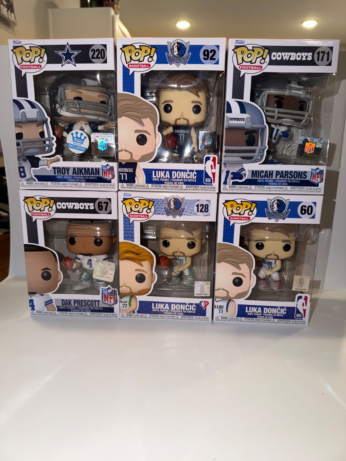 Funko Pop Dallas Sports Lot: Luka Doncic, Troy Aikman, Dak & Micah Parsons