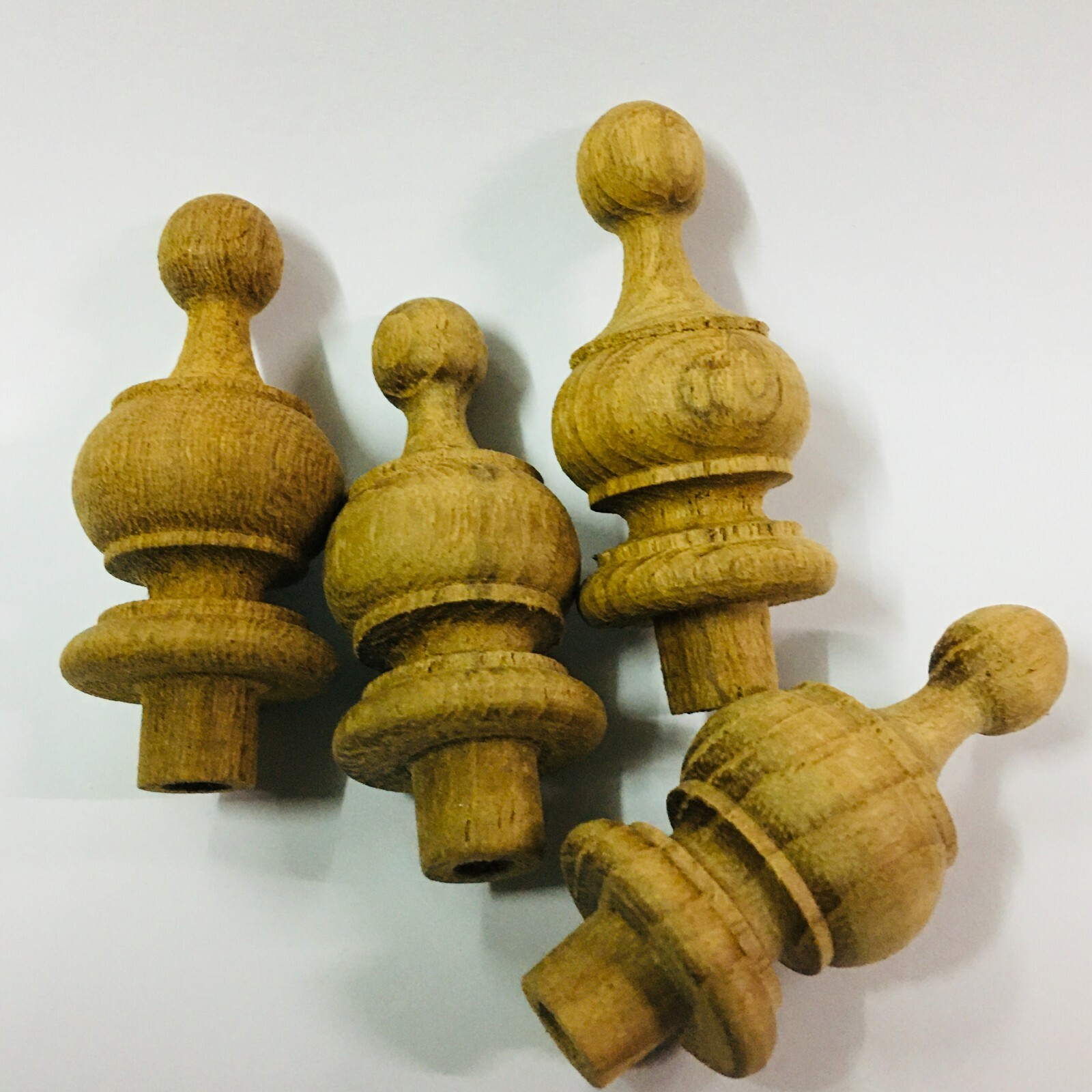 4Pcs Small Teak Wooden Finial Antique Clock furniture Home Decor DIY Unpainted 