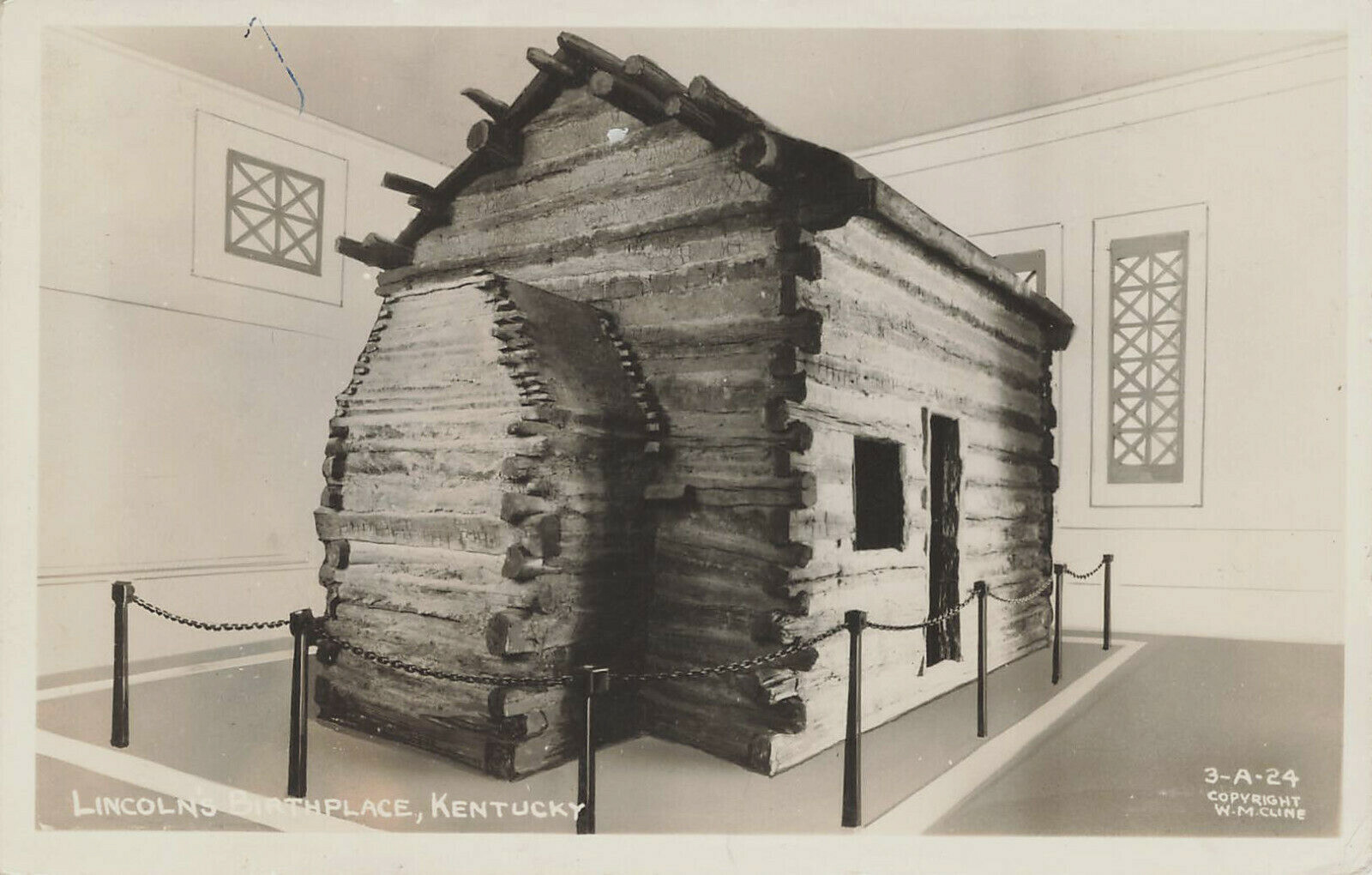 LINCOLN\'S BIRTHPLACE CABIN REAL PHOTO POSTCARD HODGENVILLE KY KENTUCKY 1947 RPPC