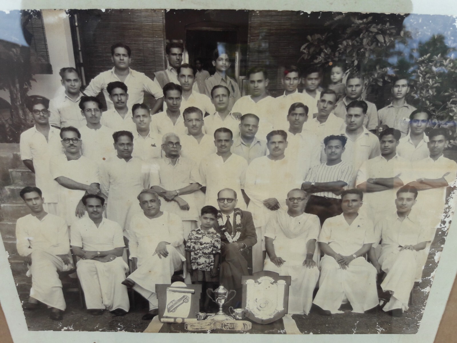Antique Black & White Photograph Old South Indian Victory People Wearing Dhothi
