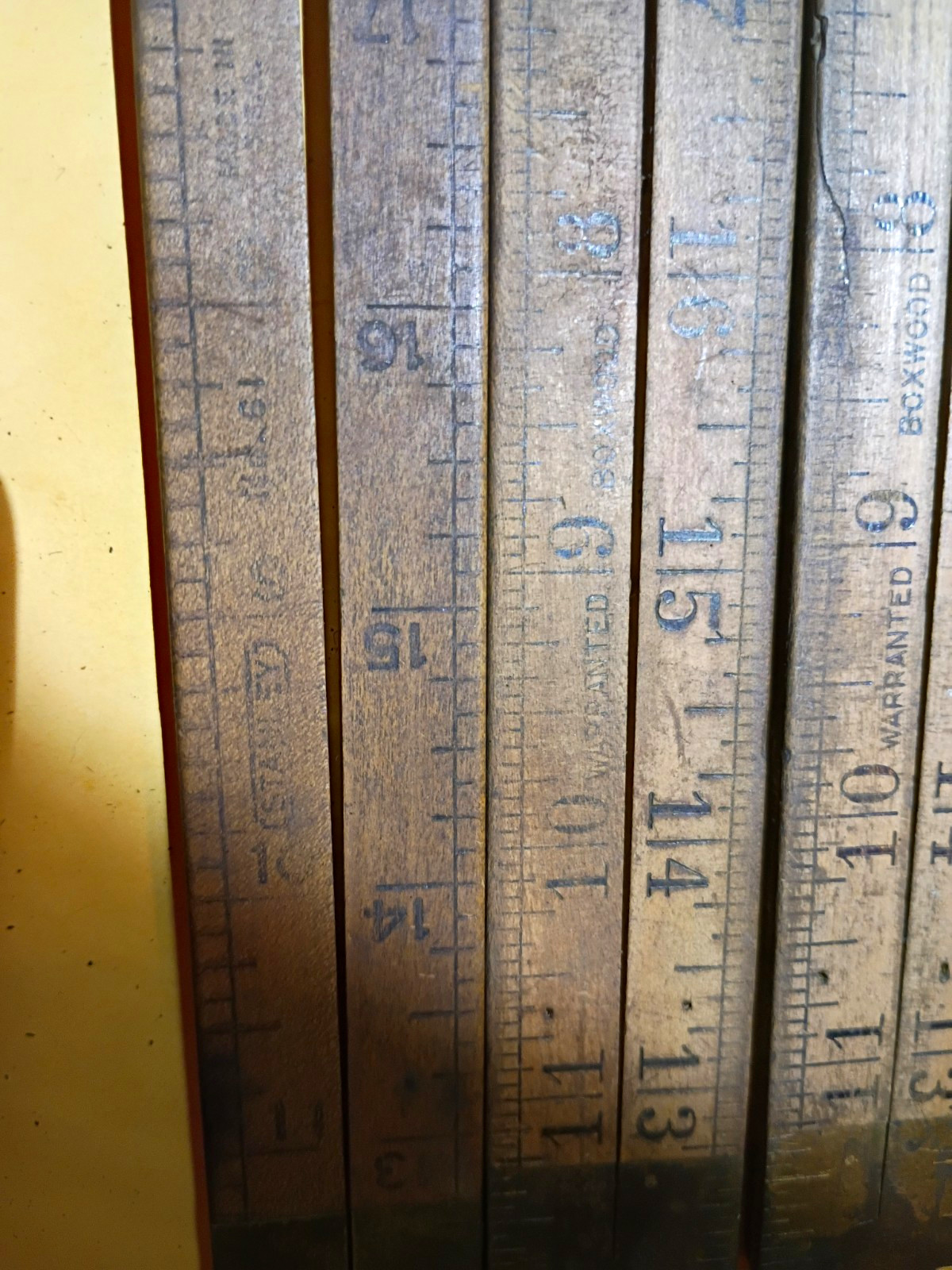 Lot of 4 Vintage Antique Boxwood Folding Rulers 24-Inch 4-Fold Carpentry Tools 
