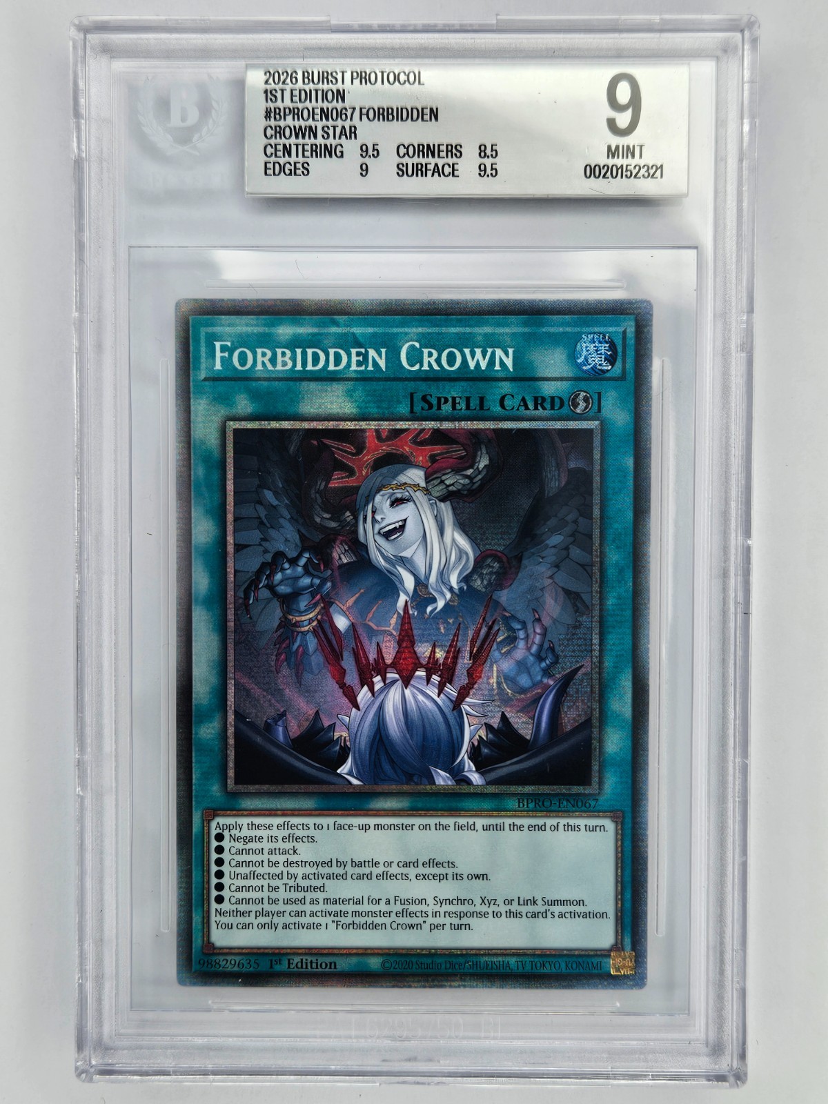 2026 YuGiOh Burst Protocol BPRO-EN067 Forbidden Crown 1st Ed Starlight BGS 9 2026 YuGiOh Burst Protocol BPRO-EN067 Forbidden Crown 1st Ed Starlight BGS 9