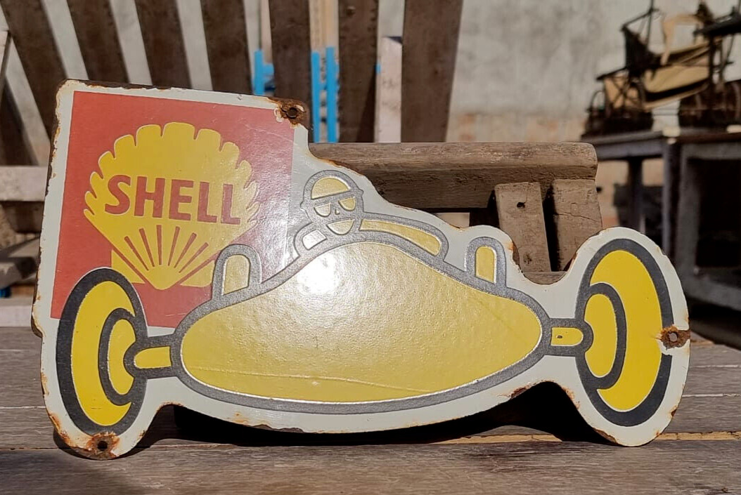 Vintage Old Antique Very Rare Shell Motor Oil Adv Enamel Sign Board, Collectible