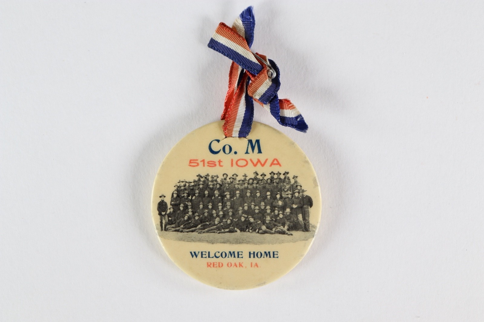 Rare Spanish American War Celluloid Button 51st Iowa Infantry Company M