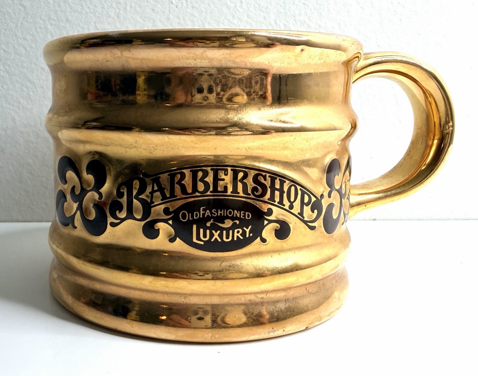 Vintage 1970s Franklin Toiletry Barbershop Gold Shaving Mug Old Fashioned Luxury