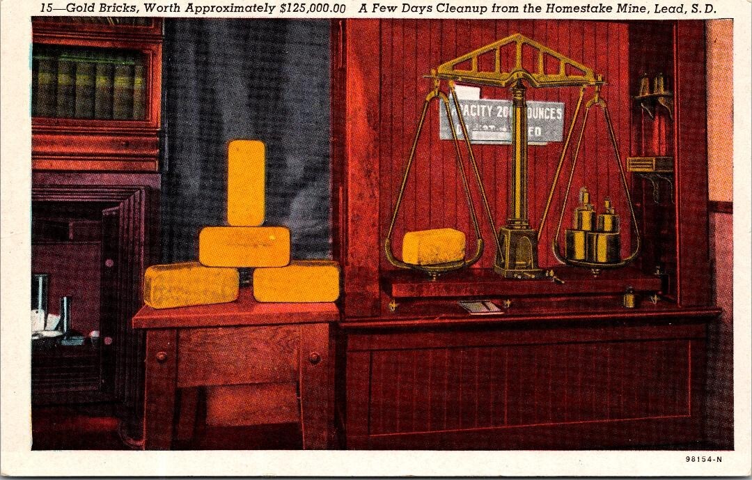 Vintage Homestake Gold Mine Gold Bars Lead, South Dakota SD Postcard