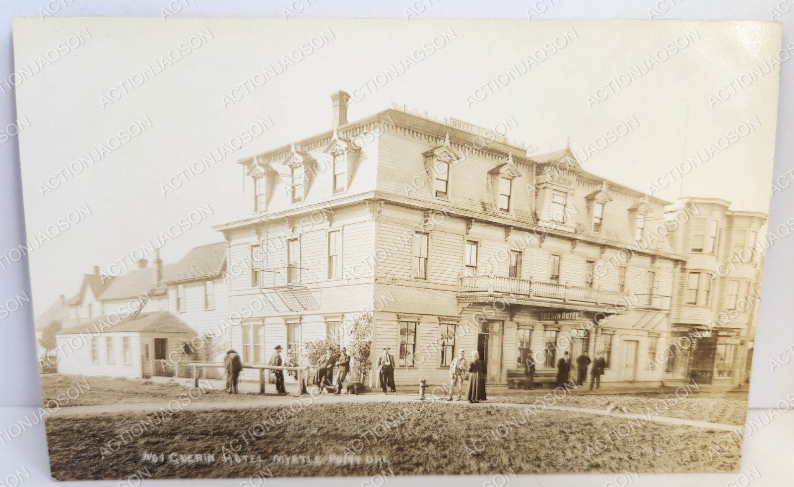 RPPC Myrtle Point Guerin Hotel Oregon Baths Jewelers Store 1912 Note People RPPC Myrtle Point Guerin Hotel Oregon Baths Jewelers Store 1912 Note People
