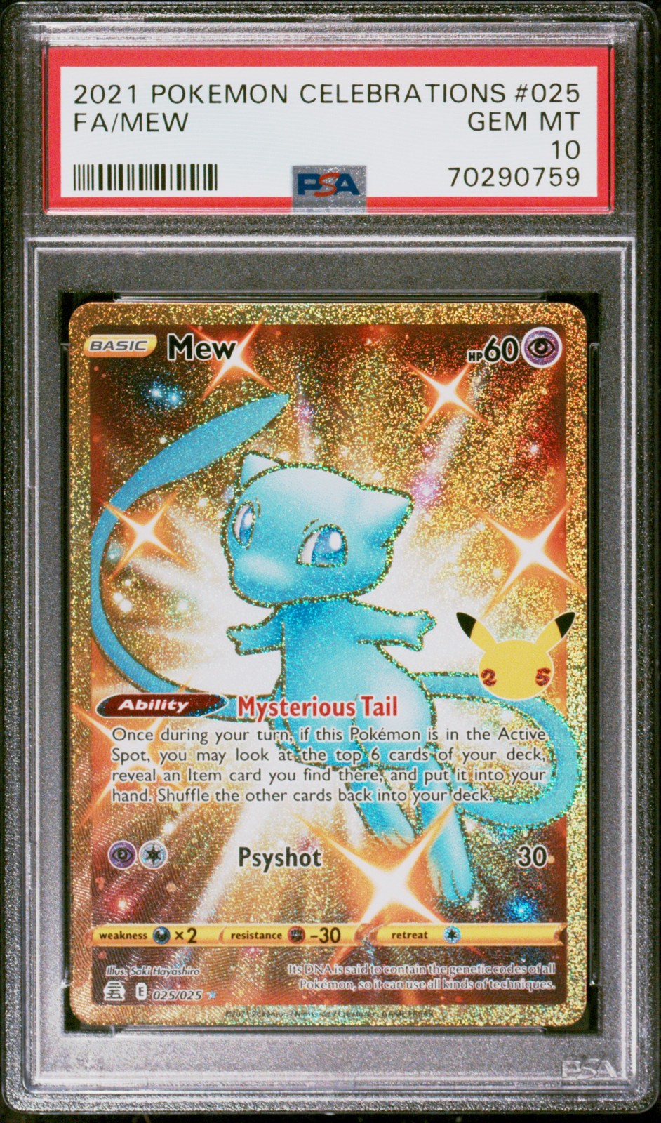 Mew 025 PSA 10 Celebrations Pokemon Card Game Mew 025 PSA 10 Celebrations Pokemon Card Game