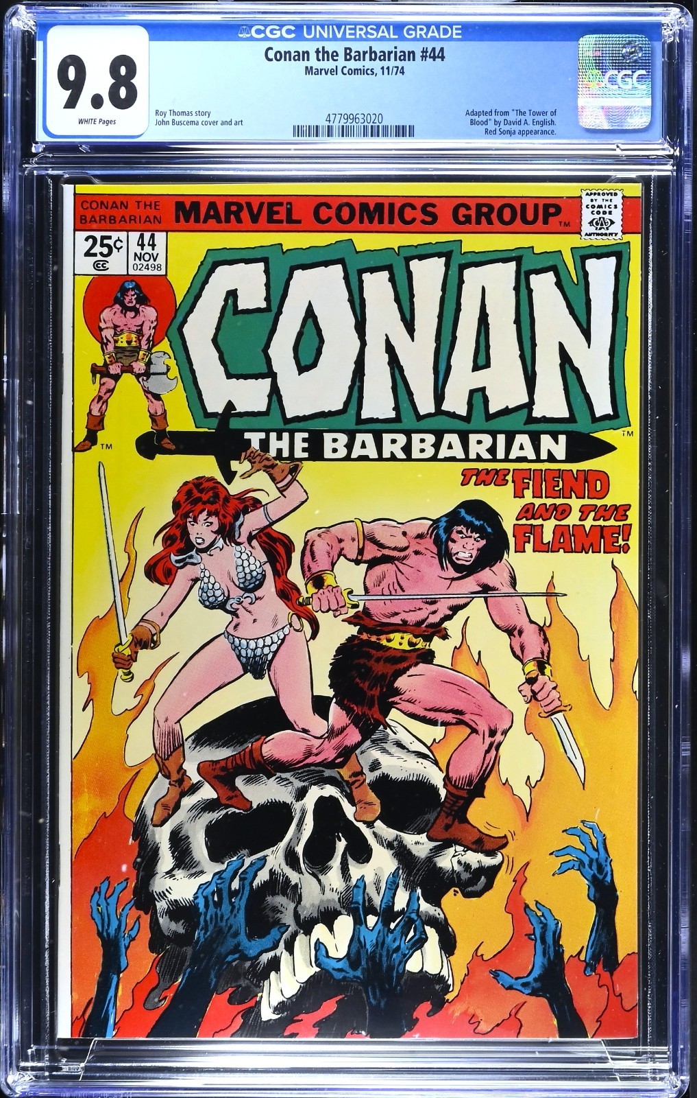 Conan the Barbarian #44 CGC 9.8 WHITE - NM/MT Marvel 1974