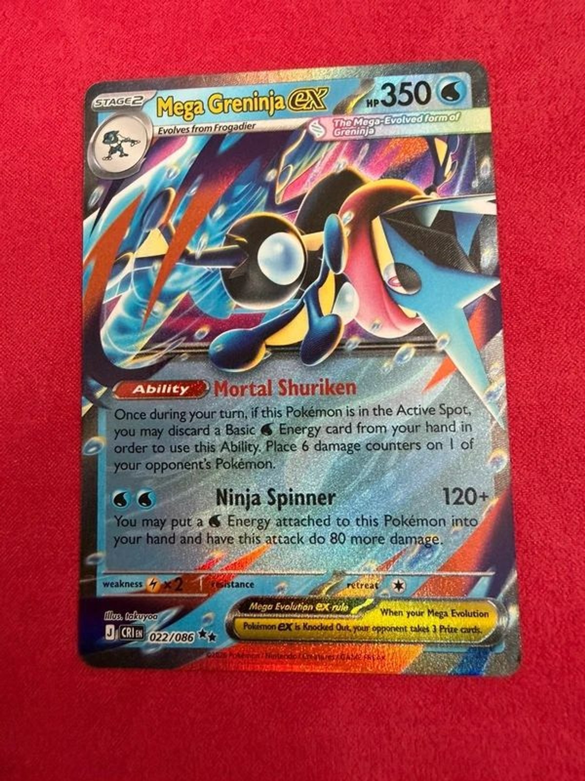 Mega Greninja ex 022/086 Chaos Rising Double Rare Holo Pokémon Card