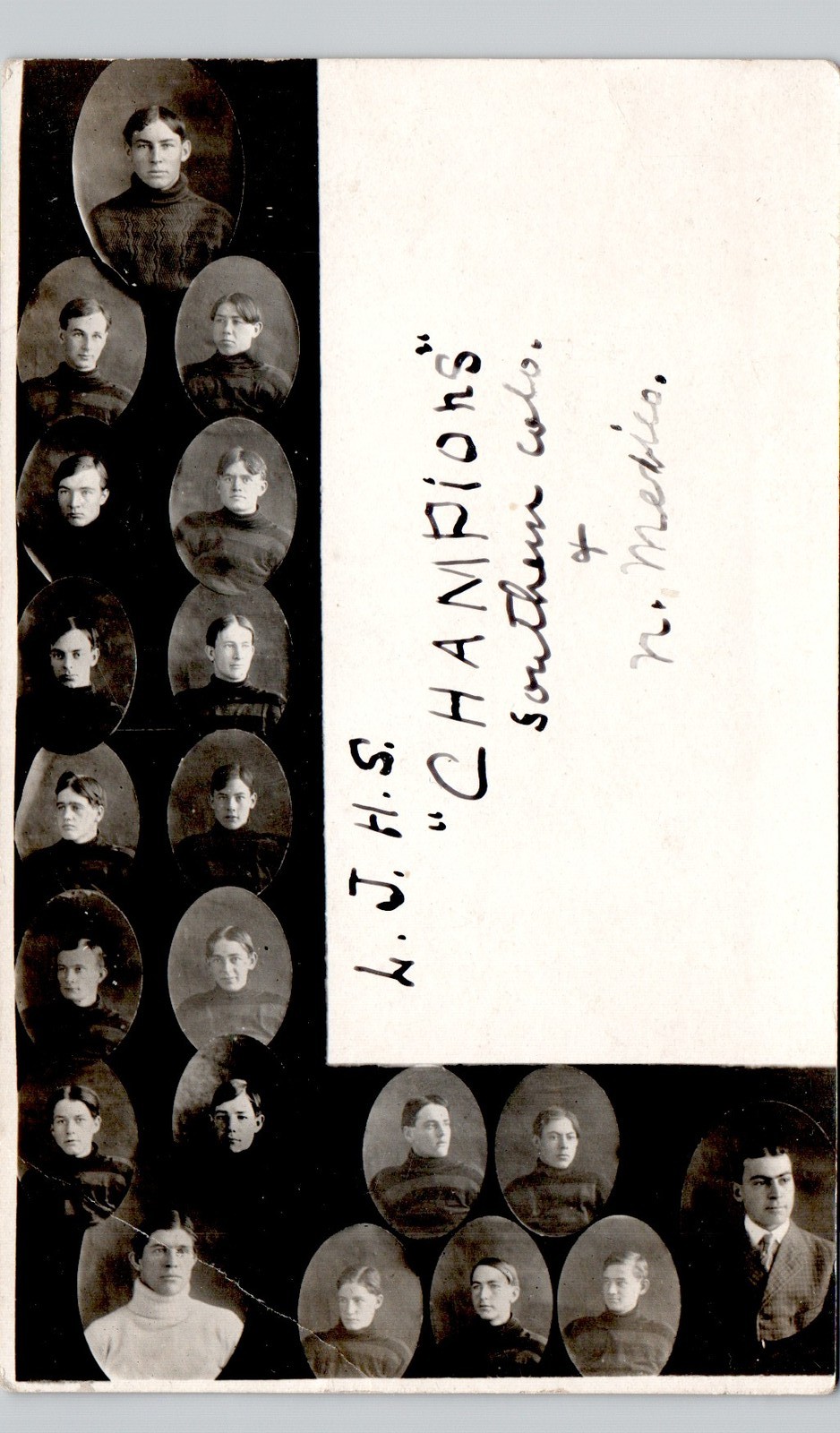 FOOTBALL CHAMPION TEAM la junta co 1910 postcard colorado real photo rppc school