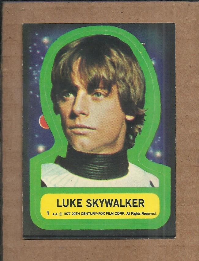 1977 TOPPS STAR WARS STICKER #1 LUKE SKYWALKER (VG-EX)