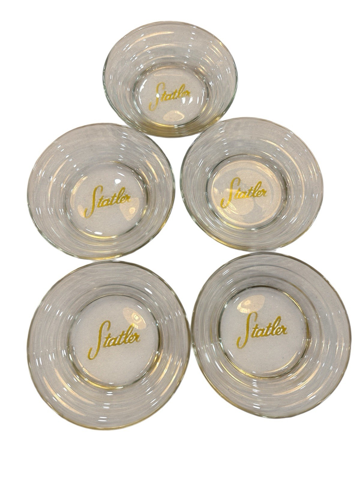 1950-60s Era Dallas Texas Statler Hotel 4” Glass Ashtrays (5)