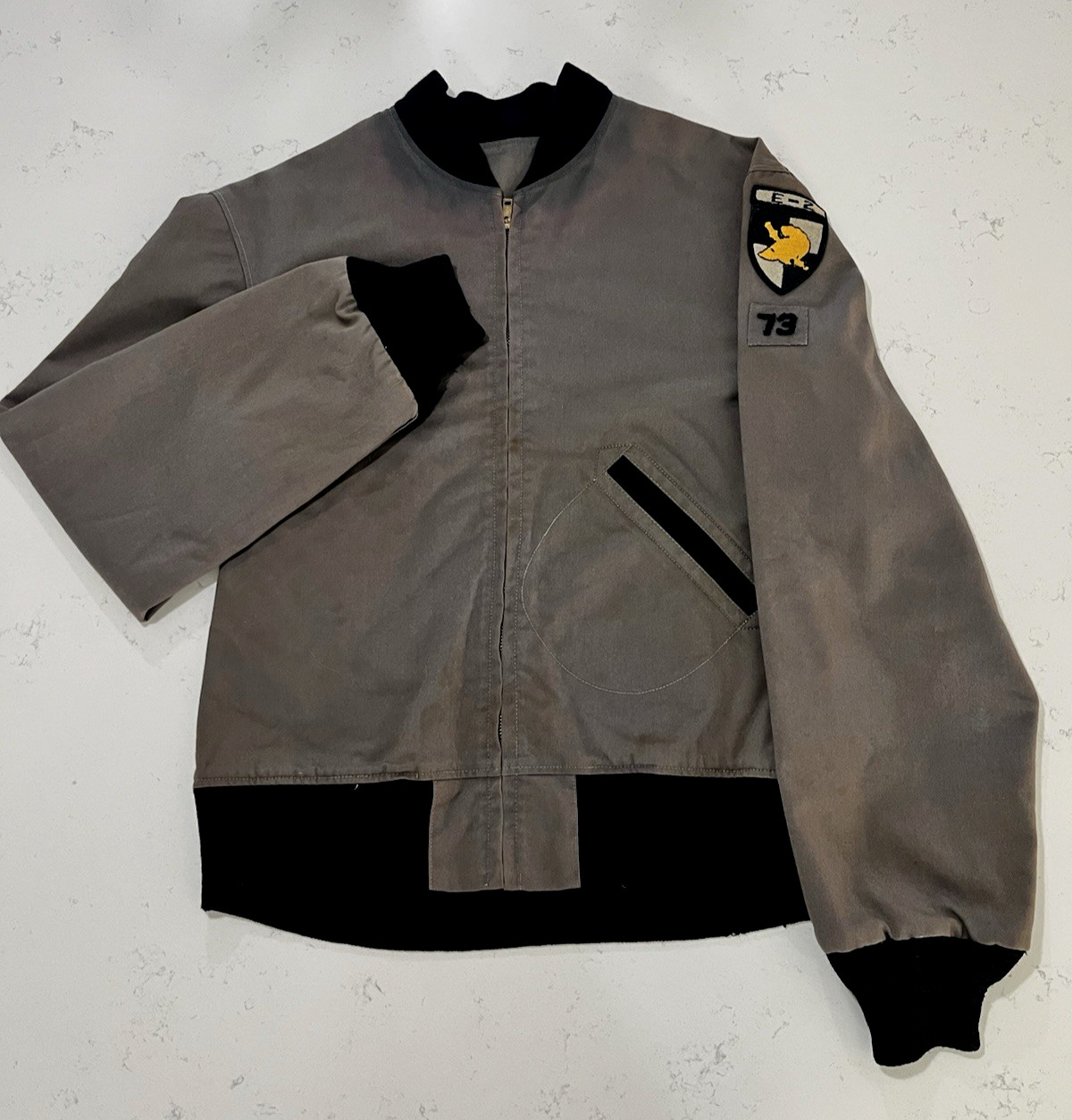 Vintage 1973 West Point Cadet Patched Bomber Jacket Grey/Black-Men's Small Vintage 1973 West Point Cadet Patched Bomber Jacket Grey/Black-Men's Small