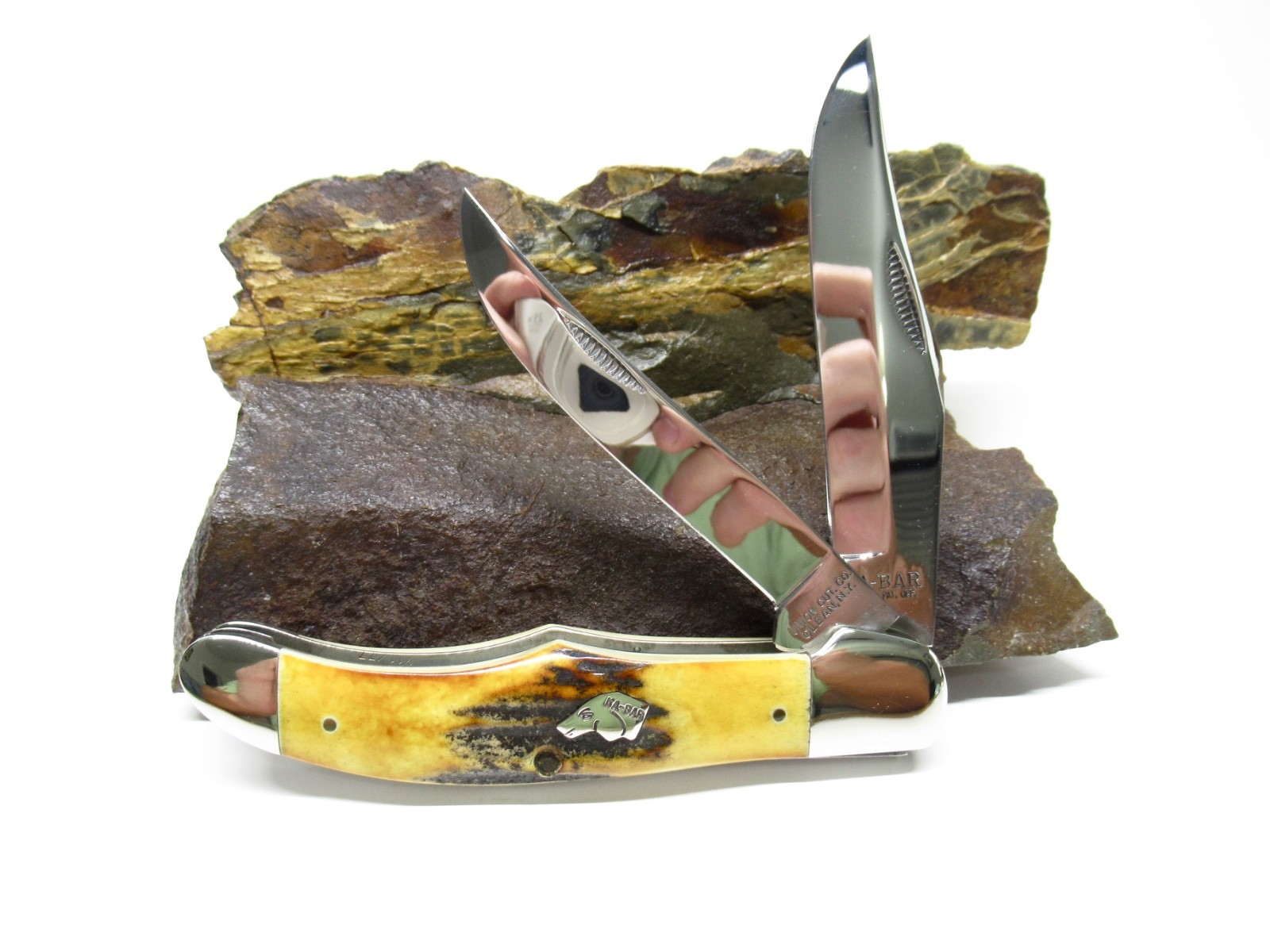 VINTAGE KA-BAR STAG 1977 X11/77 LARGE DOG HEAD FOLDING HUNTER KNIFE MINT COND
