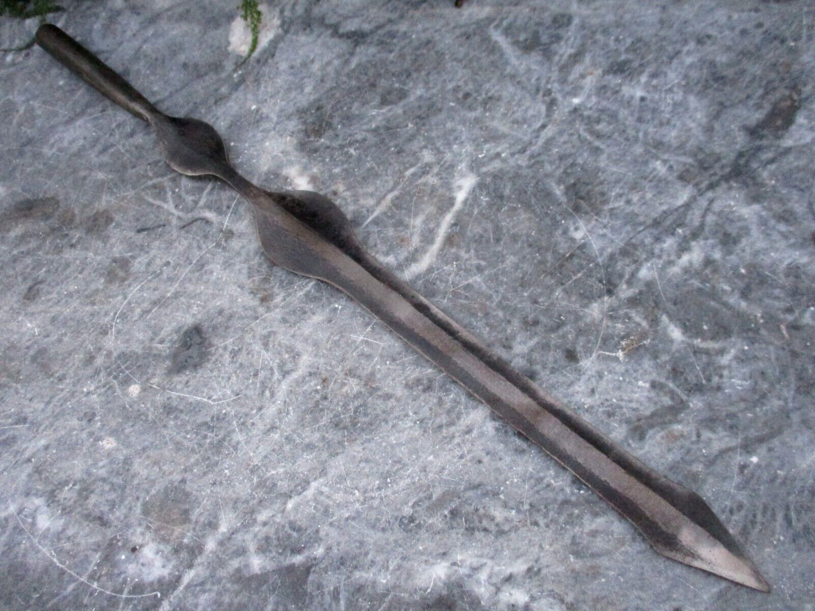 Vintage African Iron Steel Hunting Head Spear Mozambique Macondes Tribe Origin