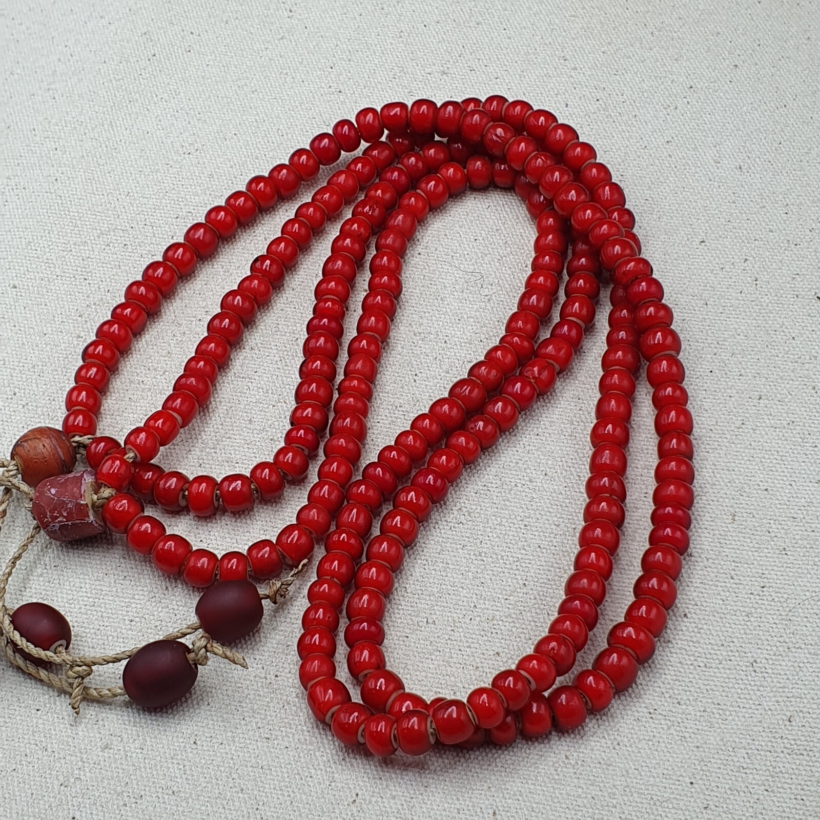 Vintage Antique Venetian White Heart Beads Necklace Long Strand