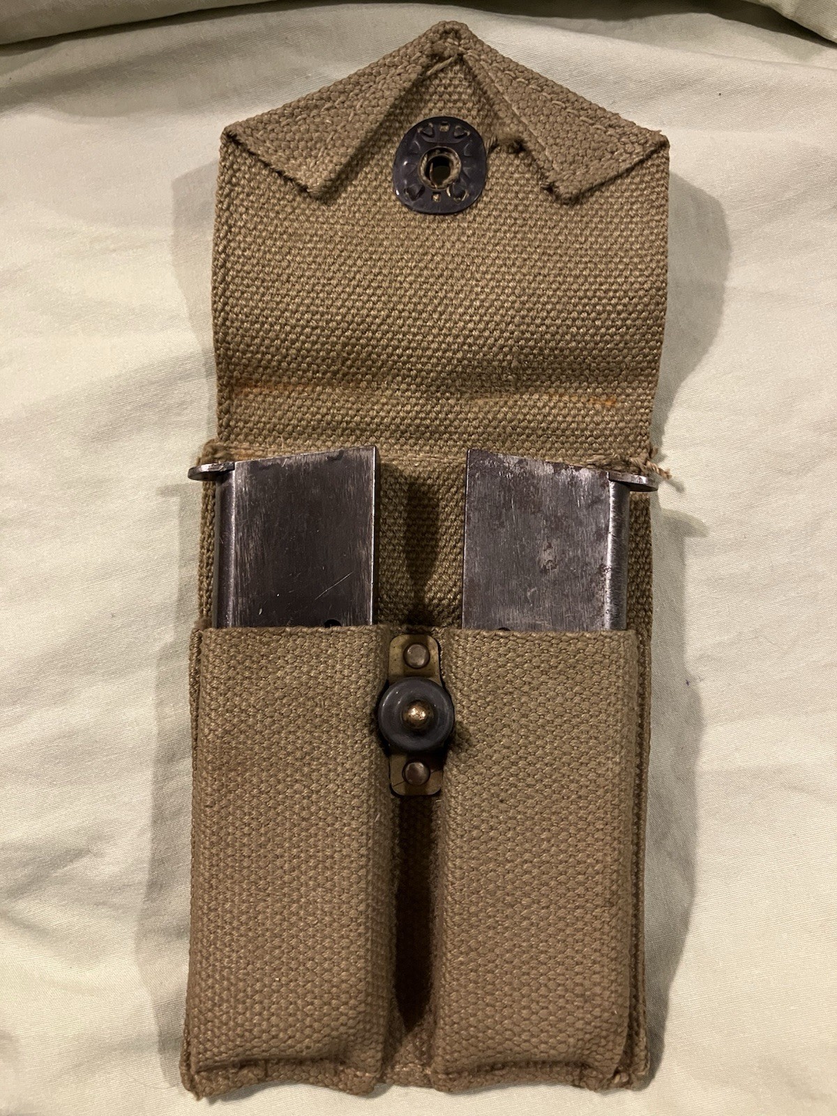 WWII M1911 .45 Auto USGI “ERO 1942” Mag Pouch w/ (2) M.S. Little \ WWII M1911 .45 Auto USGI “ERO 1942” Mag Pouch w/ (2) M.S. Little \