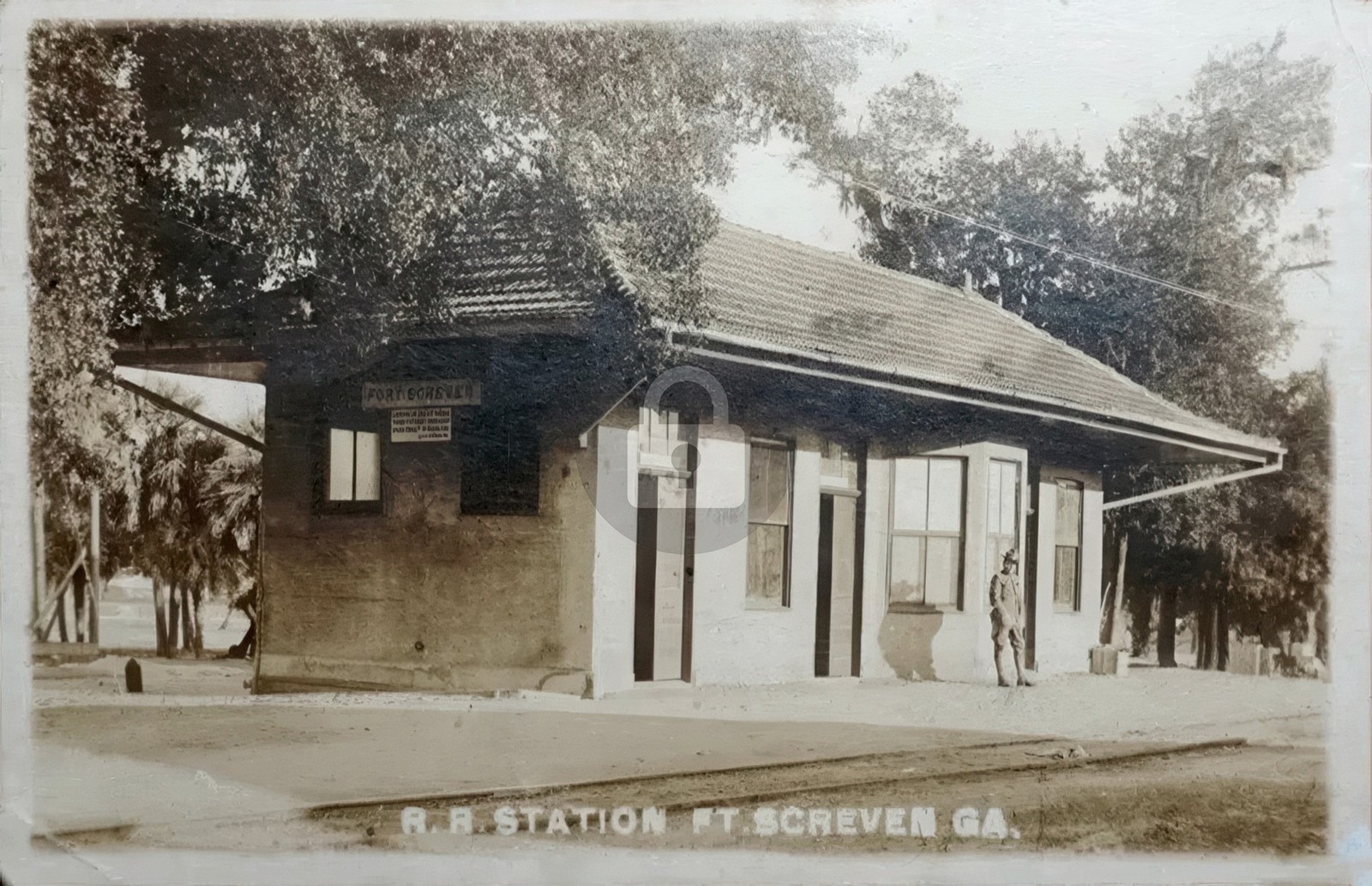 1918 Central of GA Georgia RR Station FT SCREVEN RPPC Photo Postcard COPY 1918 Central of GA Georgia RR Station FT SCREVEN RPPC Photo Postcard COPY