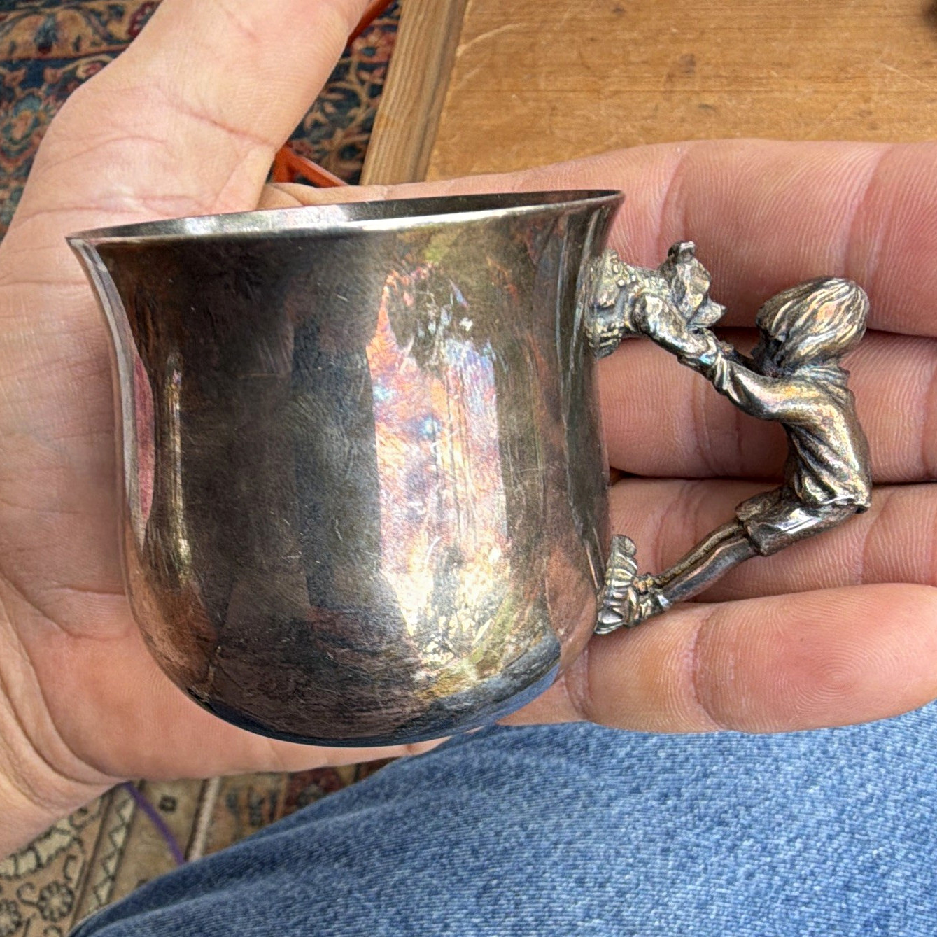 Disney Lumiere Metal Cup Mug w/ Character Handle Marked W500 LUNT © Disney