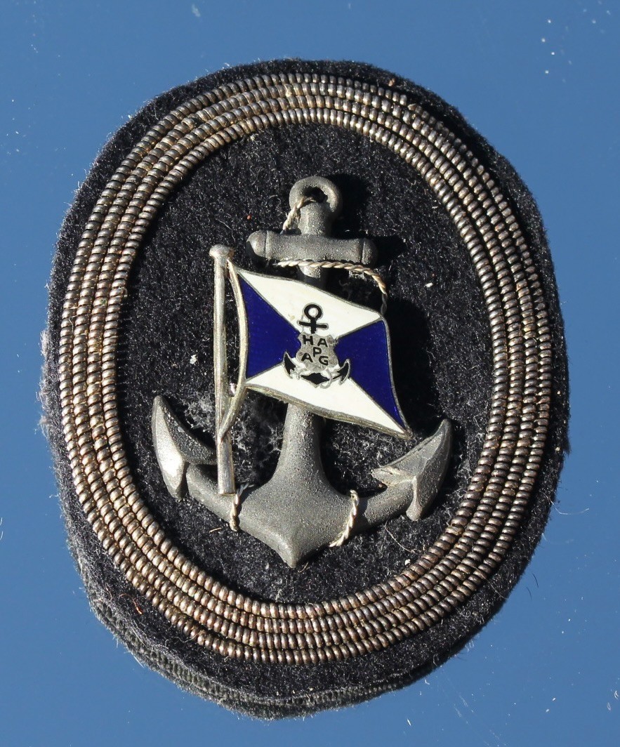 HAMBURG AMERICA LINE SS IMPERATOR ERA ORIGINAL BULLION CAP BADGE