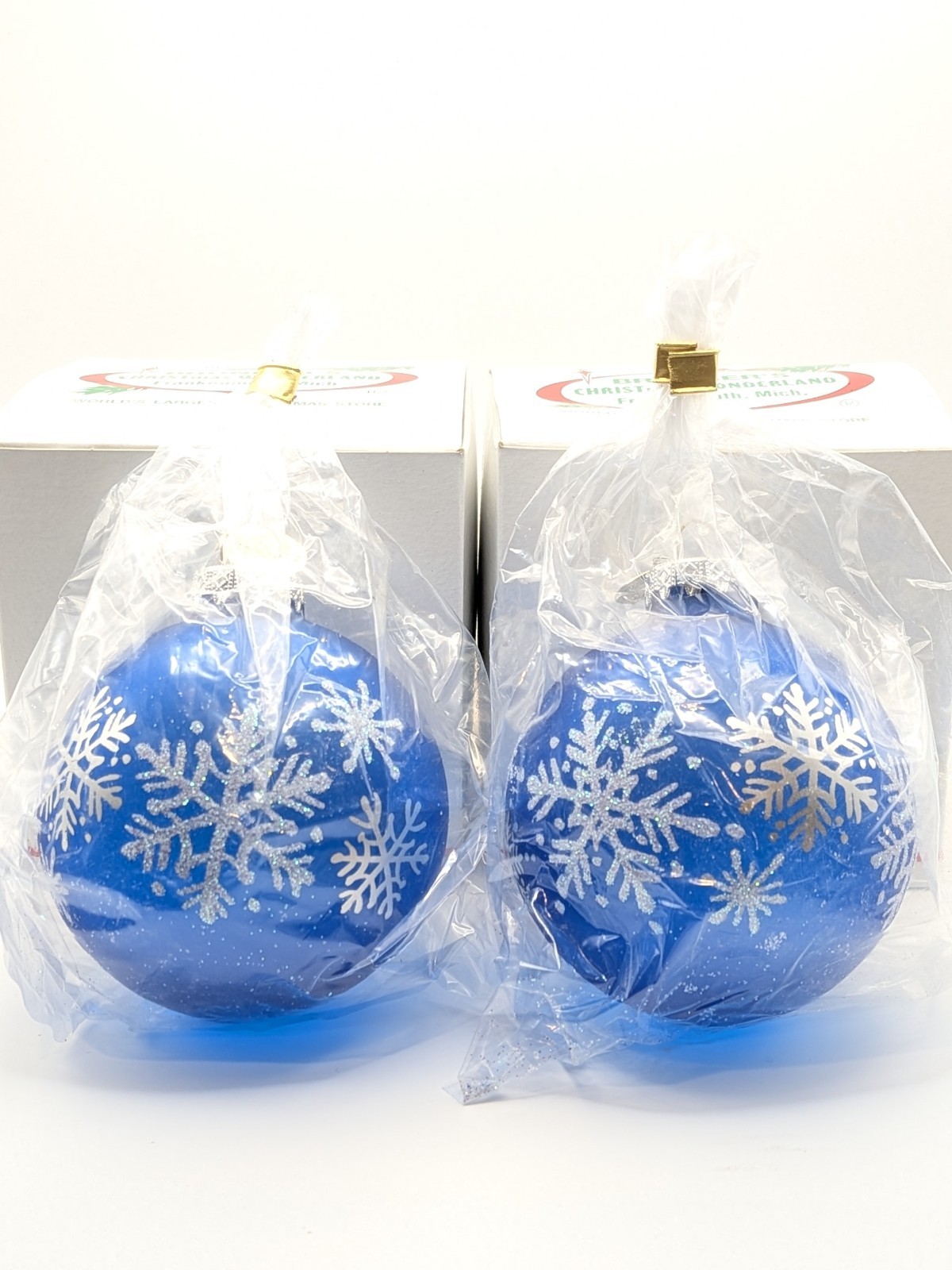 Vtg Bronner's Blue Snowflake Christmas Ornaments 3