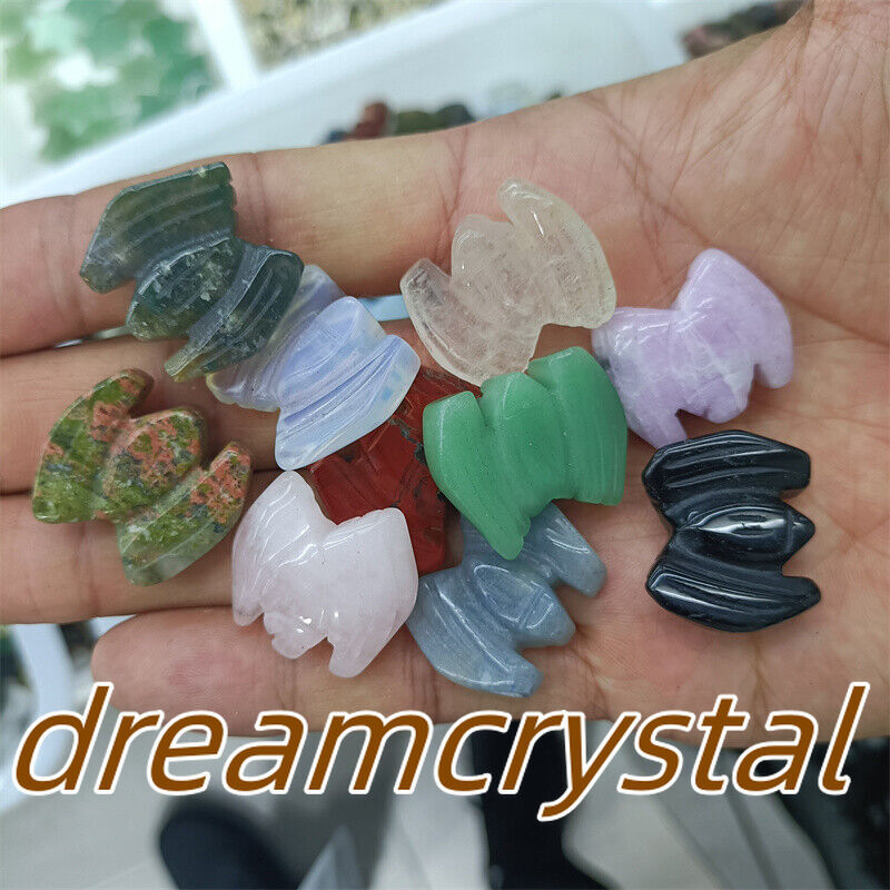 100pc Mix Natural Quartz Crystal Bat Hand Carved Mini Reiki Skull Random Gift