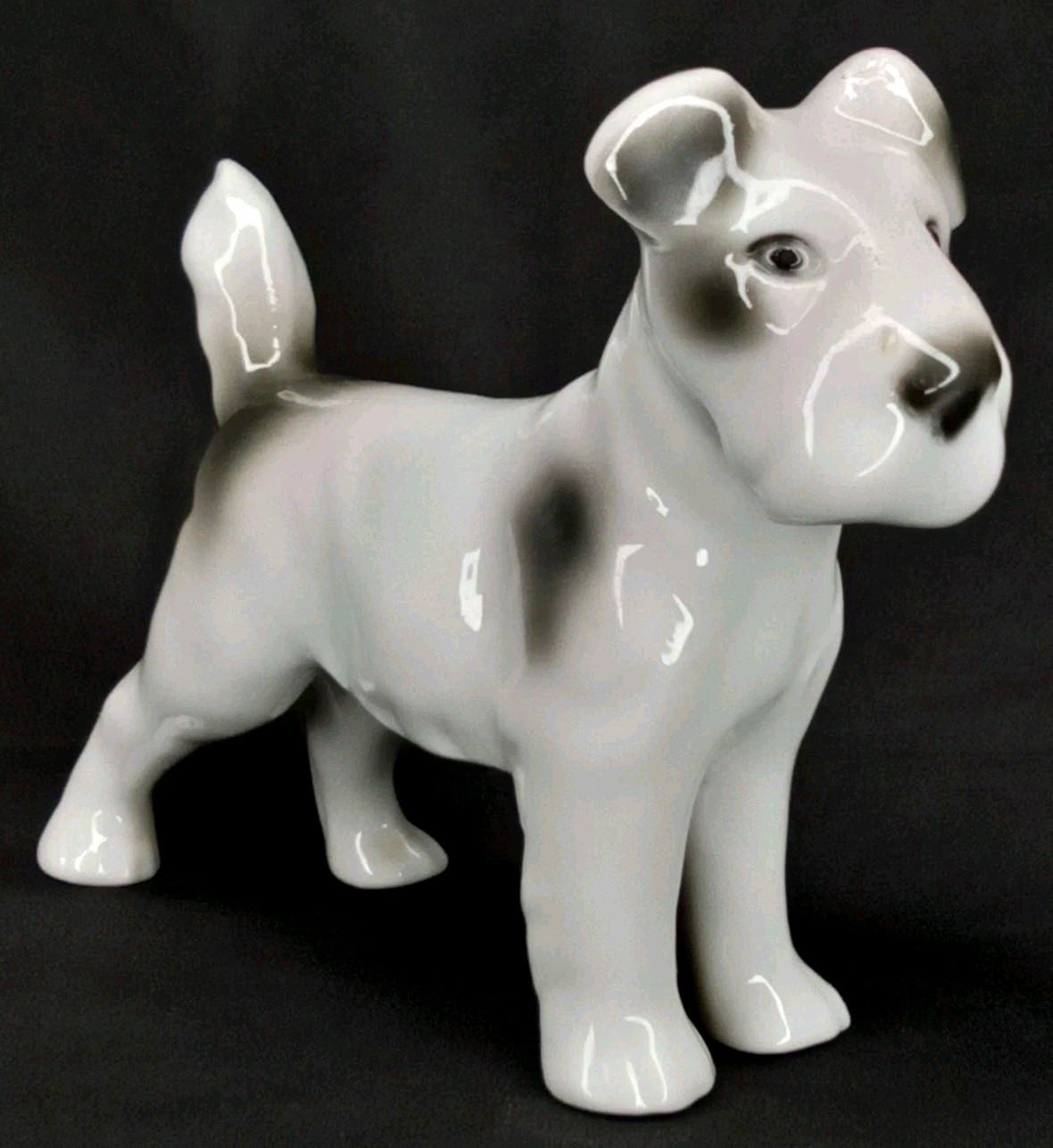 Antique 1900s Aelteste Volkstedter Porcelain Wire Fox Terrier Made In Germany