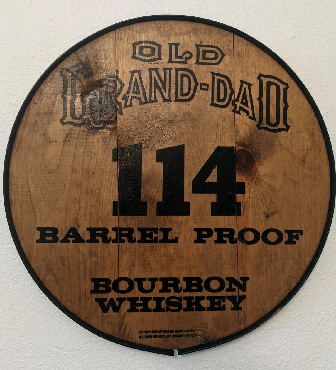 Old Grand-dad Whiskey Barrel Lid Bar Art Rustic Decor Whiskey Distillery Jim 
