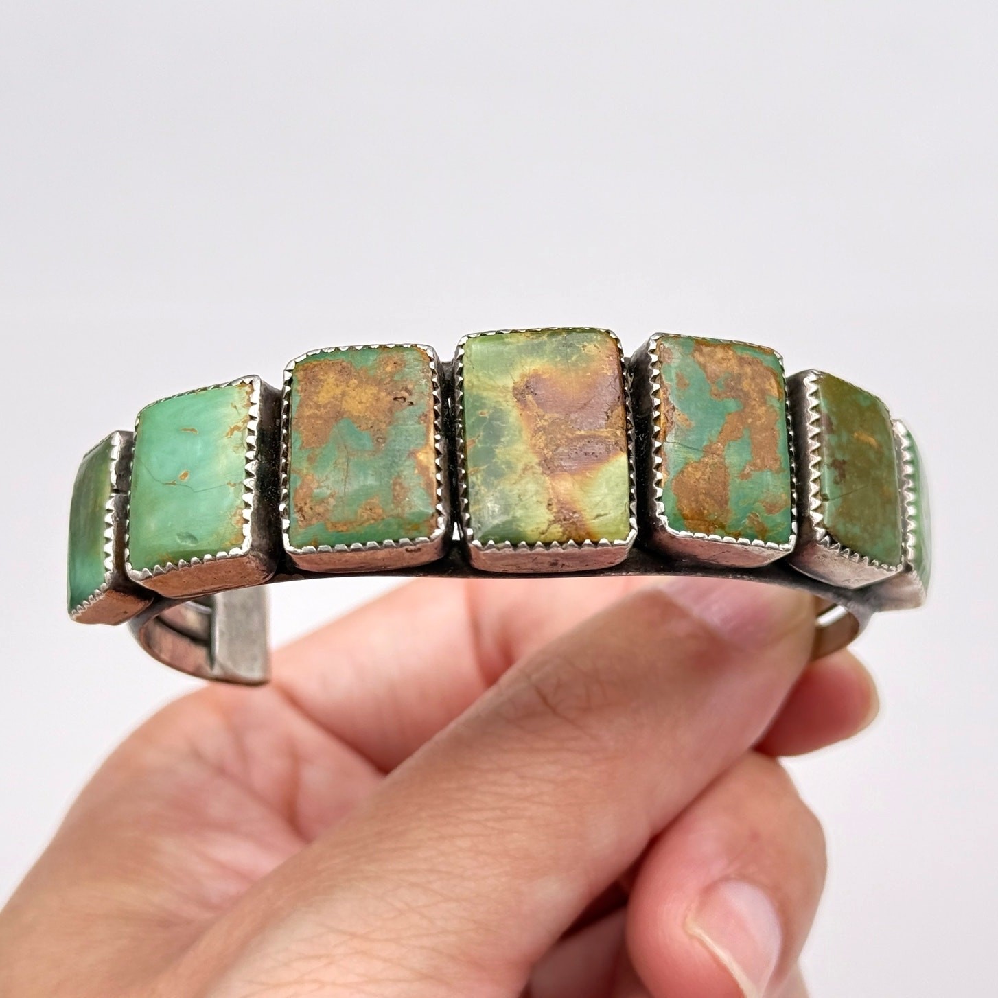 Vintage Southwestern Turquoise Silver Cuff Bracelet 6.625