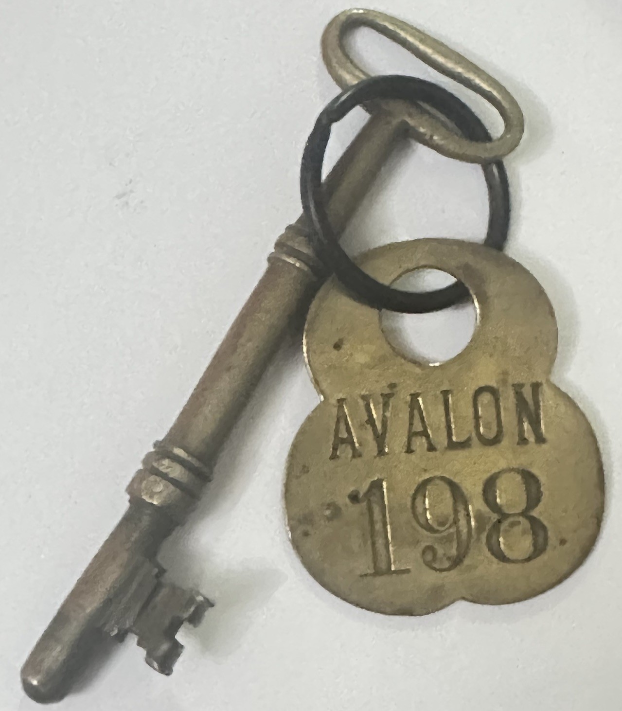 Avalon Hotel Gothenburg, Sweden Brass Room Key #198 Fob & Skeleton Key
