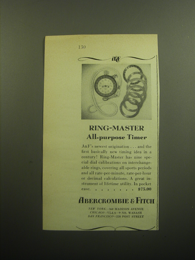 1958 Abercrombie & Fitch Ring-Master Timer Advertisement