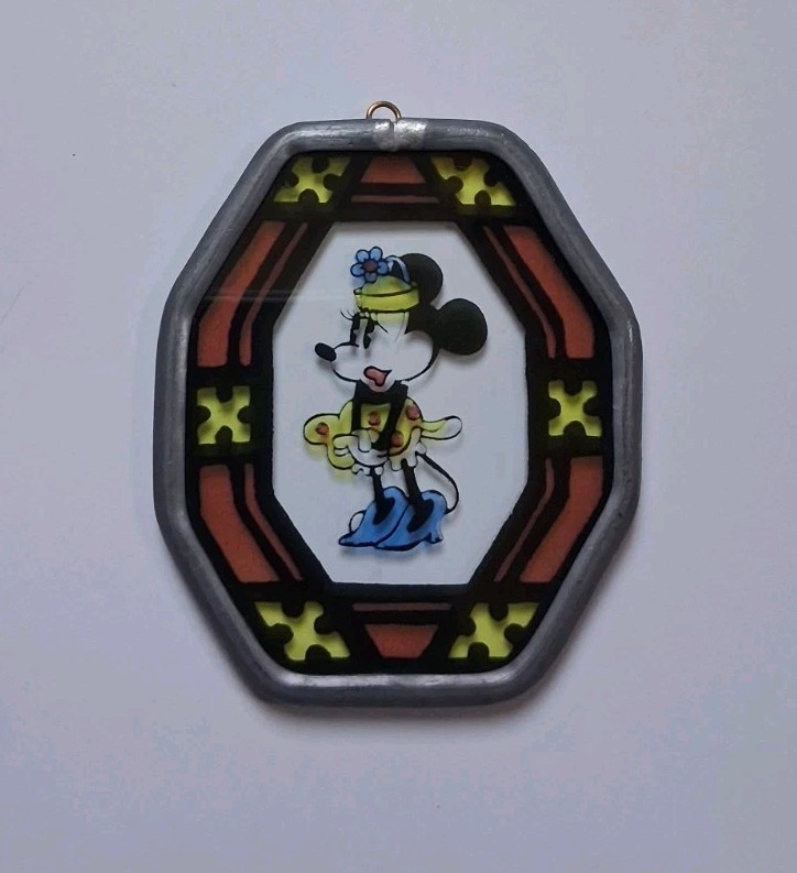 Vintage antique 1930s's Disney Minnie Mouse art deco glass ornament sun catcher