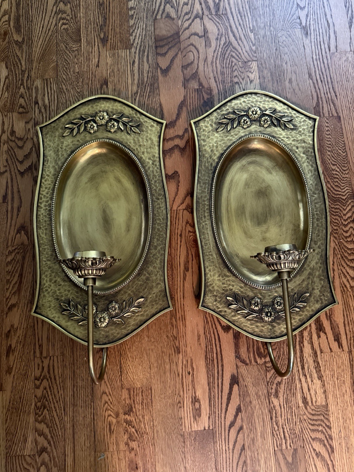 Vint MCM Syroco Armed Wall Sconces Holders Glass Globes Estate Find 23X11