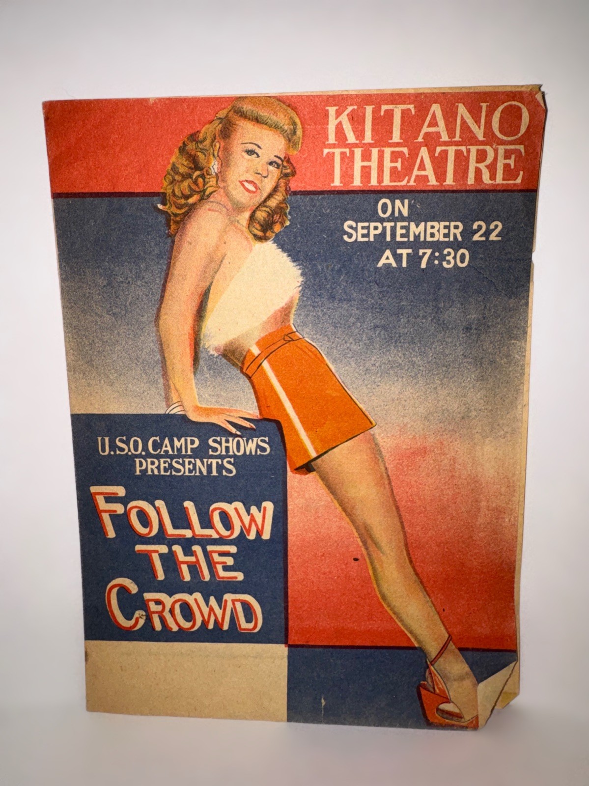 Vintage 1945 USO Camp Show Program Osaka Japan Kitano Theater Original
