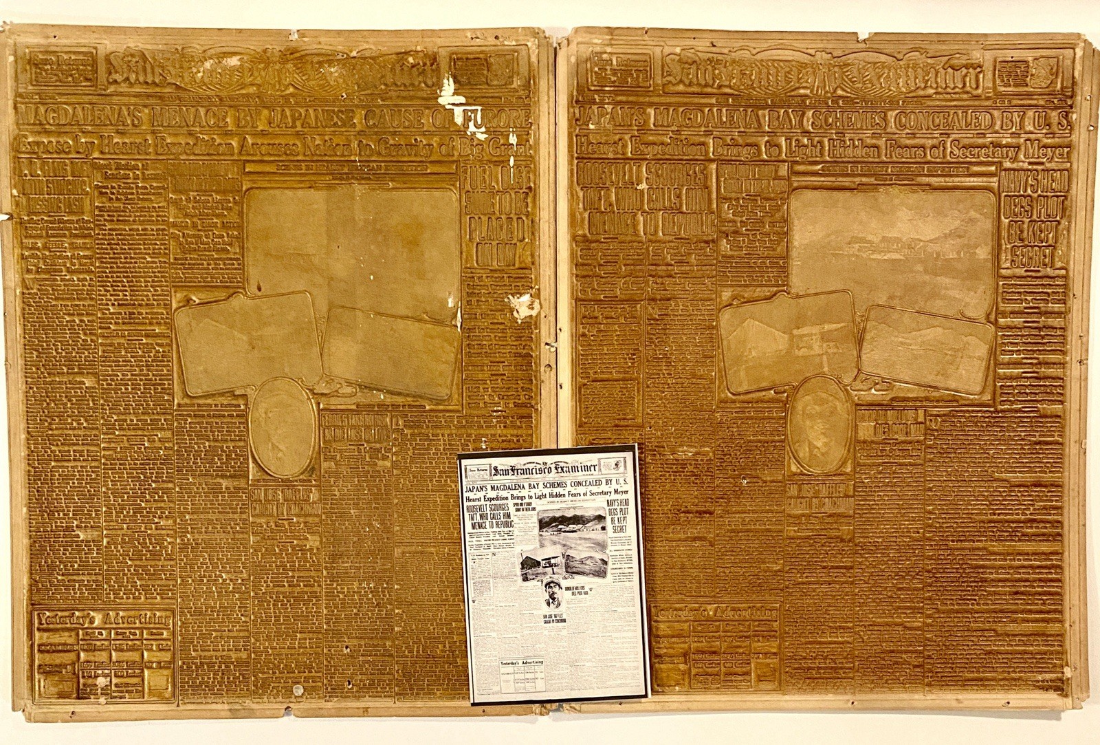 1912 SF Examiner Mat Flong Proof Set TR Taft Magdalena Bay Espionage Matrix Rare