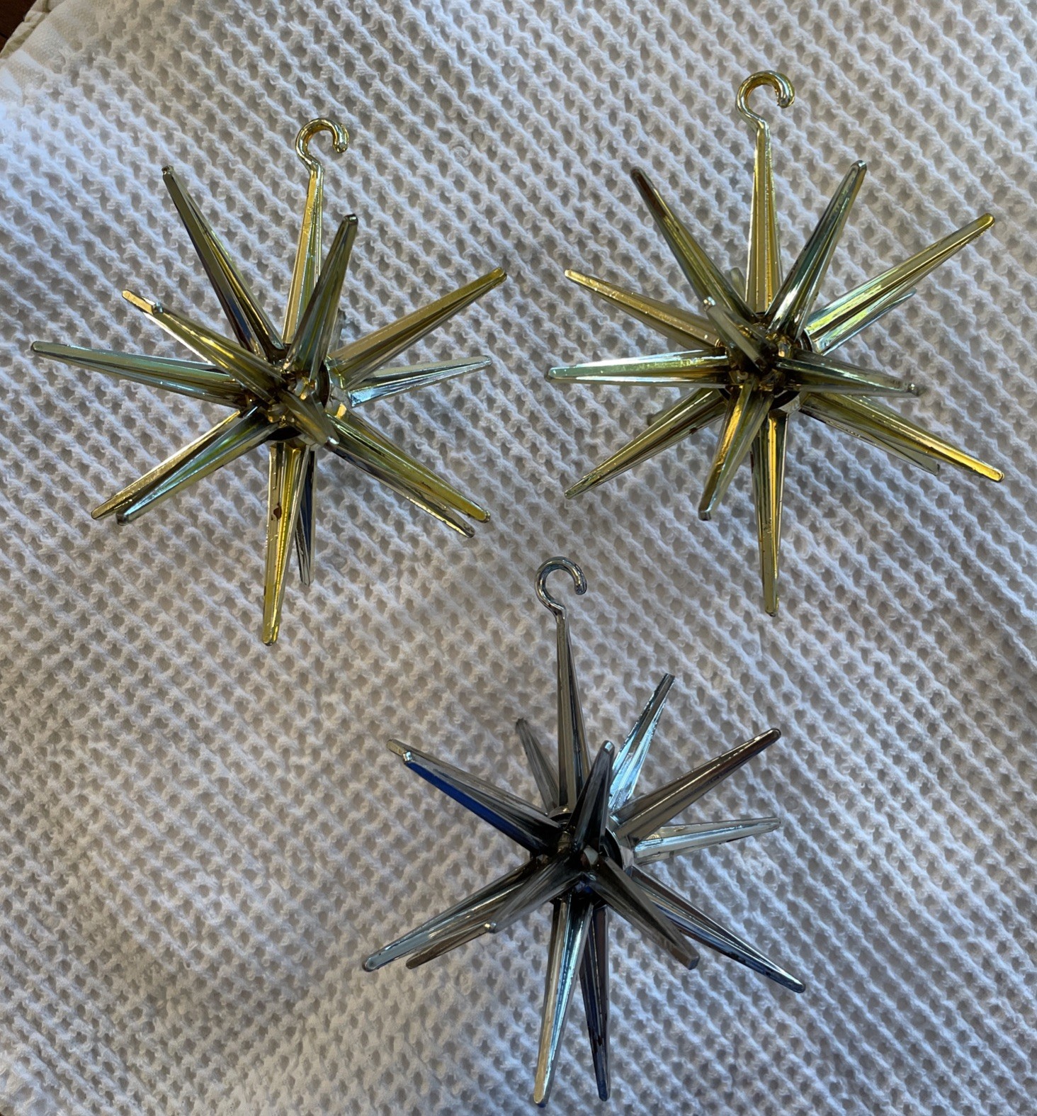 Vtg 60s MCM Starburst Atomic Sputnik Stars Burst ornaments Bradford Unbreakable