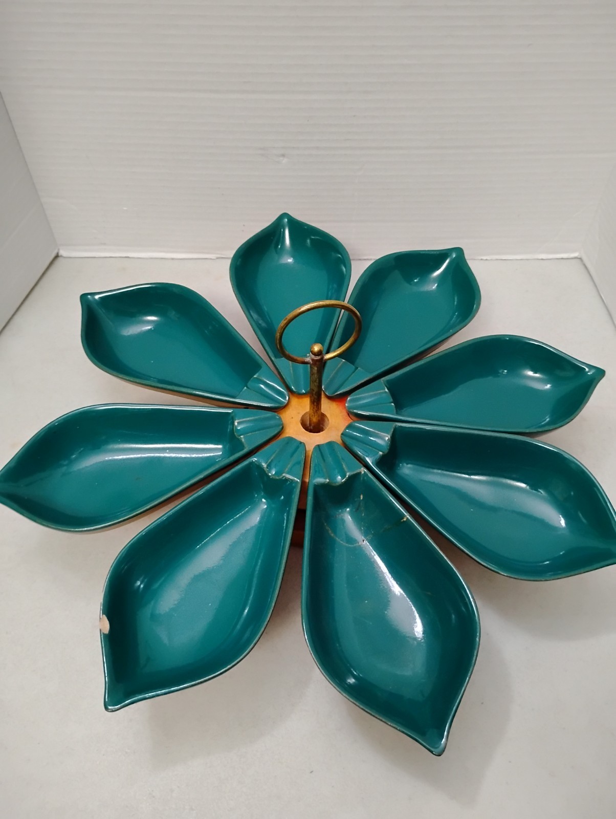 Vintage MCM Ernest Sohn Laizy Daizy Lazy Susan IMPERFECT See Photos Teal Wood Vintage MCM Ernest Sohn Laizy Daizy Lazy Susan IMPERFECT See Photos Teal Wood