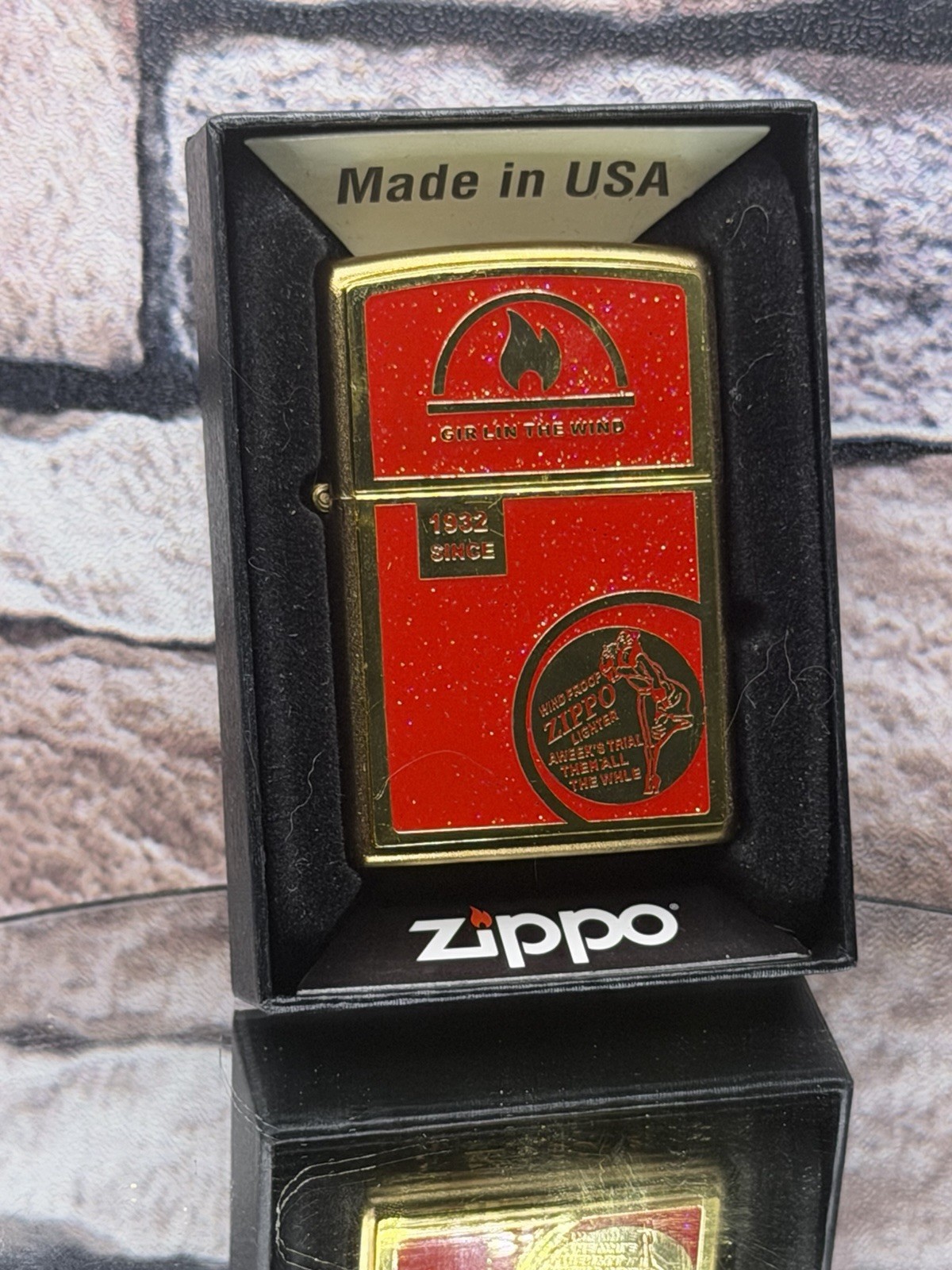 Zippo Brass Limited Edition Windy Girl In The Wind Since 1932 New in Box Zippo Brass Limited Edition Windy Girl In The Wind Since 1932 New in Box