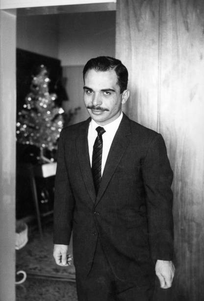 Portrait of King Hussein of Jordan private residence El Hummar 1964 Old Photo
