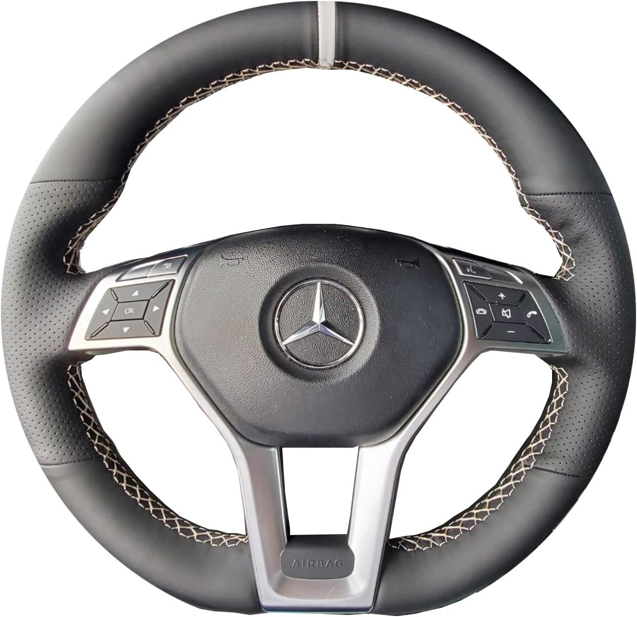 Hand-Stitched Steering Wheel Wrap for Mercedes C-Class W204/E-CLASS W212 W207... Hand-Stitched Steering Wheel Wrap for Mercedes C-Class W204/E-CLASS W212 W207...