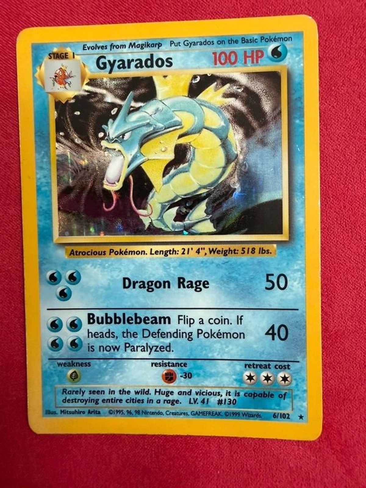 Gyarados 6/102 Base Set Holo Rare Unlimited WOTC Pokémon Card