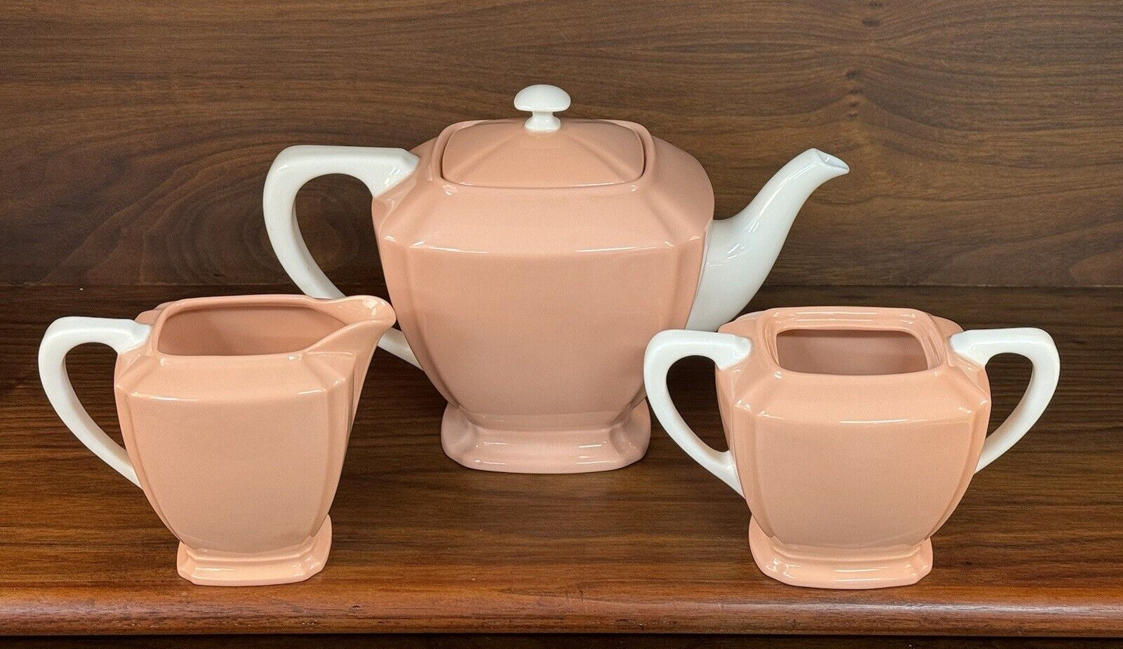 Vintage Lenox FONTAINE CORAL Teapot, Cream & Sugar Set (As-Is)