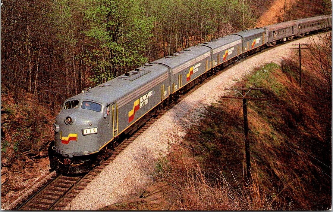 Postcard A 121, Seaboard Systems F-units ina A-B-B-A lashup, Altapass, NC Postcard A 121, Seaboard Systems F-units ina A-B-B-A lashup, Altapass, NC