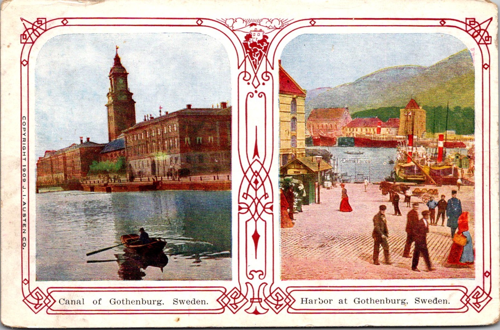 Canal Of Gothenburg & Harbor At Gothenburg Sweden Vintage Postcard TP11-22